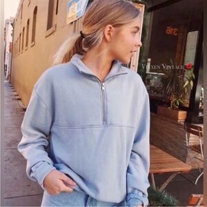 Brandy Melville Light Blue Half-Zip Sweater
